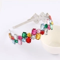 Elegant silver metal headband featuring colorful rhinestones and mixed gemstones - Style 04-Silver