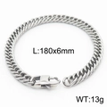 Bracelet gourmette argenté en acier inoxydable avec boucle en H, 180mm x 6mm, poids 13g - Style D 6mm-180mm(KB165977-ZZ)