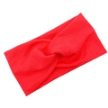 Elastic red ribbed knit headband for women featuring a classic twisted knot detail - Red