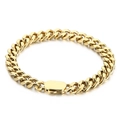 Polished golden stainless steel Cuban link bracelet for men and women with buckle - Gold Color Cuban Bracelet (KB164544-Z) / 8mm Width 20cm Length