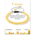 Detail of handmade citrine crystal bead bracelet with adjustable black braided rope cord - Natural Citrine