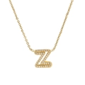 18k gold plated brass Z-letter pendant necklace with pave white zircon inlay - Letter Z