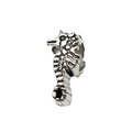 Vintage silver alloy seahorse charm with detailed texture for DIY jewelry making - Seahorse 6x12mm