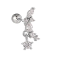 Macro view of silver piercing earring with marquise and round cut shimmering crystals - EGD0980 Silver Tone - Cluster Shape