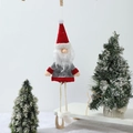 Detail of plush Christmas angel doll ornament with long legs and scarf for tree decoration - Pointy Hat Santa Pendant