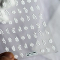 White embossed leaf nail stickers TS-657 with 3D texture on frosted adhesive backing - White Leaf Texture Embossed Style (TS-657)