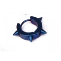 Punk style stainless steel spiked ear hoop earring in metallic gradient blue purple - 4-Spike Ear Hoop / Blue
