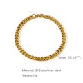 5mm golden 316 stainless steel Cuban link bracelet with a minimalist polished finish - 5mm / 18cm / Gold