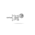 Silver four-leaf clover ear stud with clear stones and 0.47cm width measurement - Four Leaf Clover Style (0167-1#) / Silver