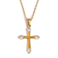 Collana a croce in acciaio inossidabile placcato oro 18K con micro zirconi bianchi - Croce Minimalista - Zircone Bianco / Oro