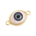 Golden Evil Eye connector for DIY jewelry making with blue enamel and crystal inlay - Gray Blue L371964-Gray Blue
