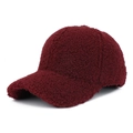 Unisex burgundy faux shearling baseball cap with a warm textured finish for autumn - Burgundy
