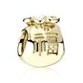 Golden lucky bag charm with 'Fu' character engraving for DIY bracelets and necklaces - Gold Lucky Bag (035)