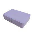 Portable light purple PU leather jewelry box with a secure metal button closure - Purple