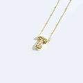 Golden mushroom pendant necklace with crystal inlay and delicate bead chain - Style T