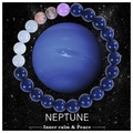 Macro detail of Neptune planet natural stone beaded bracelet with lapis lazuli stones - With Card / Neptune