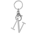 Polished stainless steel letter N keychain with lobster clasp and round ring - Letter N / Steel