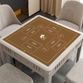 Brown premium rubber card mat for Guandan, featuring professional zone markers on a square table - 60*60cm / Light Coffee - Square / 3.5mm Thickened Silent Rubber Base