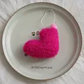 Rose red heart-shaped plush ornament with 7cm*9.5cm size and soft grainy texture - Small Sock / Rose Red