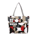 Large canvas tote bag with red and black geometric print for women daily commuting - Big Polka Dots