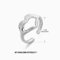 Adjustable stainless steel hug ring with silver finish and heart shaped hands design - Heart Style (ZN031S)