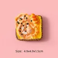 Detail of dog-themed resin toast fridge magnet accessory, dimensions 4.9x4.9x1.5cm - Squid Rings / Without Magnet