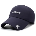 Dark blue breathable mesh baseball cap with white embroidery and silver logo - One Size(Adjustable) / Navy Blue