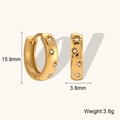 18K gold plated stainless steel sunburst earrings with cubic zirconia and size dimensions - 15mm Sunburst Zircon Thick Hoop Earrings