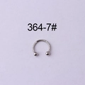 Barbell fer à cheval argenté serti de zircons pour piercing oreille et septum - Grand anneau en fer à cheval en argent avec zircone (364-7#)