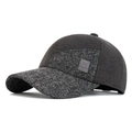 Men's thermal ear flap baseball cap in dark grey and heather grey patchwork design - Adjustable / Dark Gray
