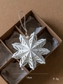 3D white paper snowflake ornament with wooden beads and hanging string for Christmas, 14cm - White Snowflake Single