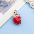 Cute strawberry alloy pendant with red enamel finish and gold loop for jewelry making - 1 Piece (8x14mm)