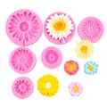 Pink silicone sunflower and daisy molds for resin and cake decoration in various sizes - 6-Piece Set / Pink