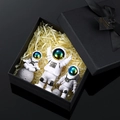 Set di 3 statuette di astronauti in scatola regalo nera con visiere metalliche colorate - Set Scatola Regalo Sfumato