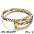 Bracciale rigido aperto bicolore in filo di acciaio inossidabile intrecciato oro e argento - Tipo A Acciaio Oro (KB182697-XY)