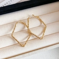 Detail of square gold hoop earrings with glitter texture in a velvet jewelry box - 14# Geometric Square Glitter Style