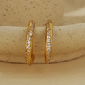 S925 silver gold-plated C-shaped hoop earrings with sparkling pave-set cubic zirconia - 18K Gold (with Silver Earplug)