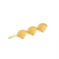 Golden metal hair clip featuring a minimalist three-shell design on a white background - F730D-Gold Triple Shell Hair Clip