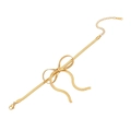 Elegante gouden roestvrijstalen armband met grote strikhanger op een platte slangenketting - Gouden Armband