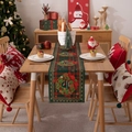 Festive Christmas table runner with red green plaid pattern and matching pillow covers - 30*180cm / Christmas Wreath Print