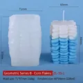 Moule en silicone pour bougie design flocon de maïs avec modèle fini bleu et blanc - Cornflakes Géométriques