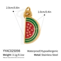 Détail du pendentif pastèque en acier inoxydable doré 18 carats avec émail rouge - Style de Tranche de Pastèque (YYAC025098)
