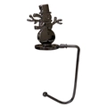 Polished black snowman metal Christmas stocking hook for fireplace mantel décor - Snowman / Gun Black