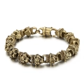 Bracciale da uomo in acciaio inossidabile dorato vintage con maglie a testa di tigre - Oro Antico (KB152704-KJX)