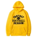 Hellgelbes American-Football-Kapuzensweatshirt mit schwarzem Fantasy-Football-Saison-Druck - S / Oberteile / Gelb