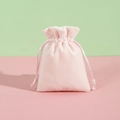 Pink plush velvet drawstring jewelry pouch with a minimalist design for small gifts - 7*9cm / Pink