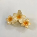 Pinza para el pelo con flores de frangipani en degradado amarillo y naranja para mujer - Pinza Para Flores De Frangipani Unidas/color Raíz De Loto [aprox. 11 Cm]