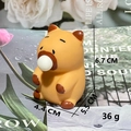 Cute Shiba Inu hamburger stress toy in yellow with a white bubble blowing feature - Spitting Bubbles Style
