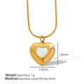Gold 18k plated heart necklace with white shell inlay and 13mm pendant size details - Gold White Shell Necklace