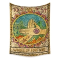 Detailed macro view of Wheel of Fortune tarot tapestry fabric texture and retro illustration - Wheel of Fortune (ZJ606-6) / 73X95CM (Brushed Fabric)